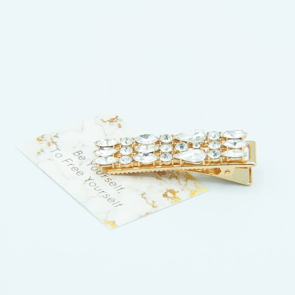 Bijoux Clear Crystal Gold Hair Clip - Medium - Picture 3 of 9